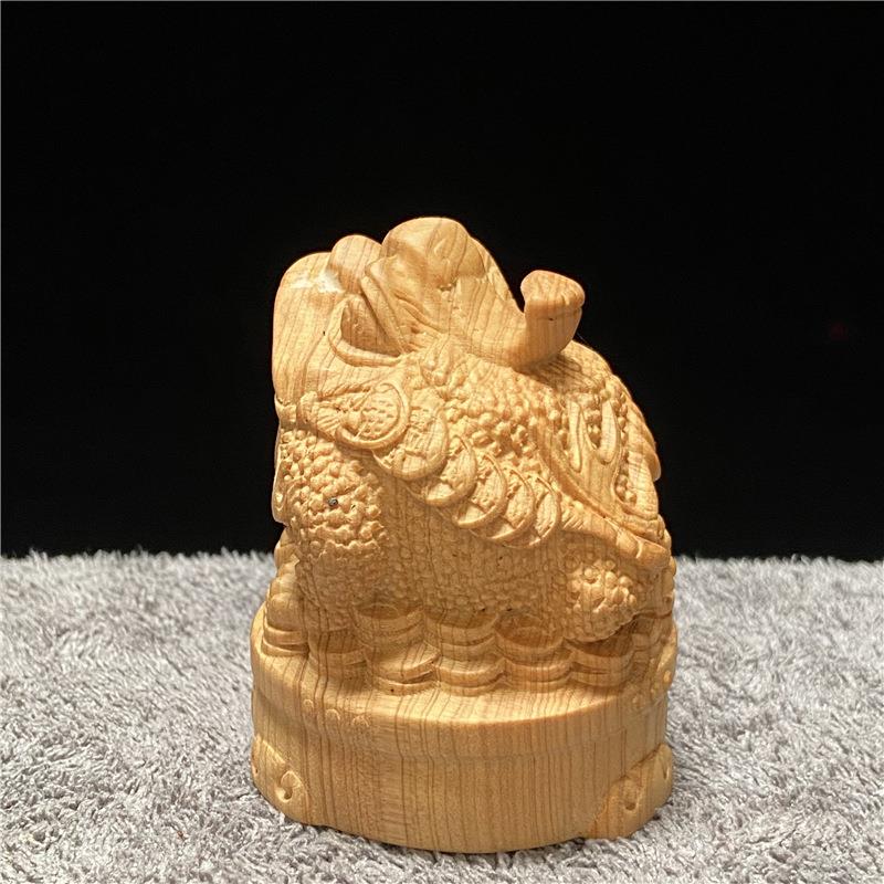 崖柏木雕客厅茶桌茶宠文玩手把件招财金蟾摆件工艺品手把玩工艺品