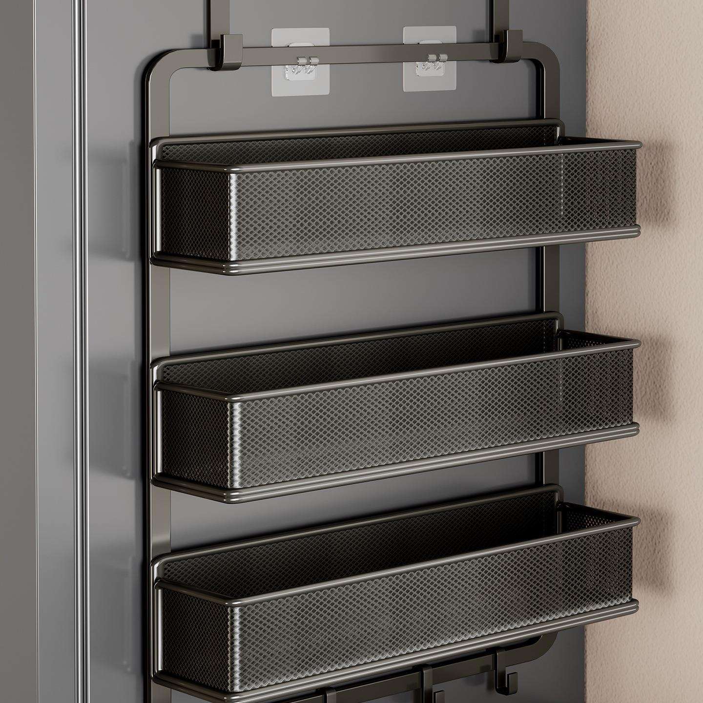 冰箱侧面壁挂厨房收纳置物架多功能储物神器调味料保鲜膜收纳架子