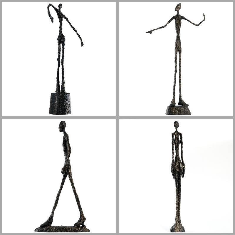 贾科梅蒂抽象人物雕塑酒店样板房北欧现代艺术品软装配饰铁艺摆件