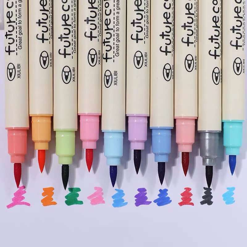 24/36/48 Colors Double-head Highlighter Pen Set Brush needle