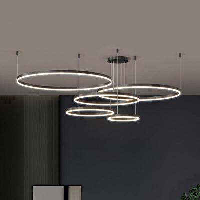 客厅吊灯现代简约大气复式楼大吊灯楼梯灯圆环轻奢挑高楼中楼吊灯