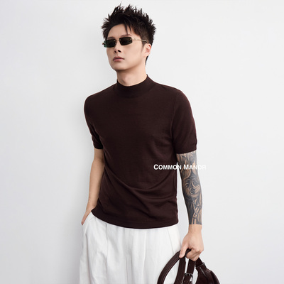 COM26SS【Biella yarn60支扬子纱精纺羊毛】美利奴半高领打底短袖