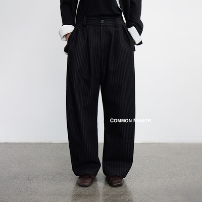 COM牛仔暗纹弯刀条纹西裤