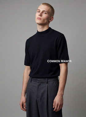 COM26SS【Biella yarn60支扬子纱精纺羊毛】美利奴半高领打底短袖