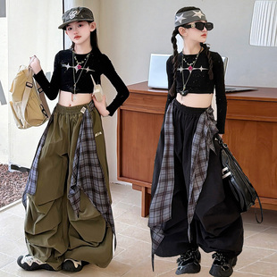 女童jazz爵士舞演出服少儿嘻哈街舞套装个性练功服女团风走秀潮装