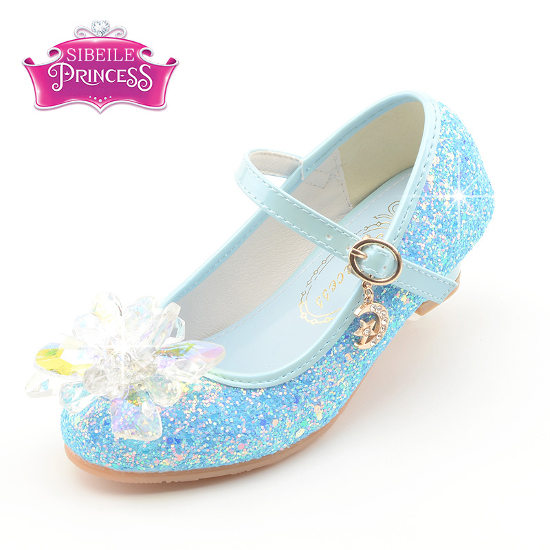 Sibeile春秋女童玻璃亮片水晶鞋