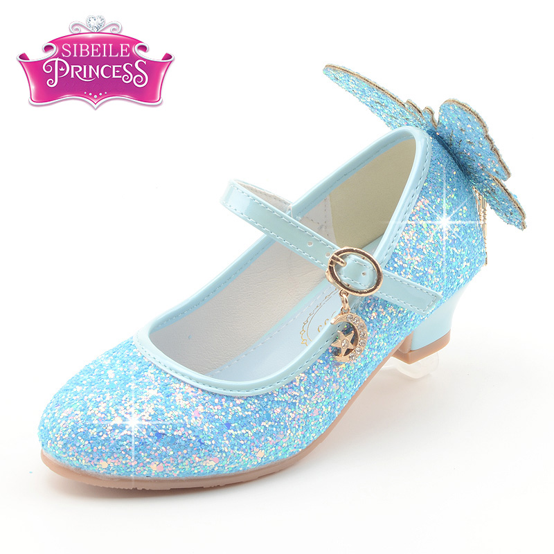 Sibeile女童格利特蝴蝶结高跟鞋