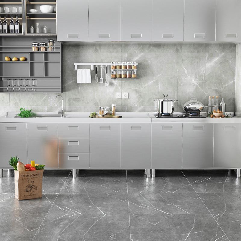 304农村简易整体小户型碗柜收纳不锈钢厨房橱柜灶台家用一体