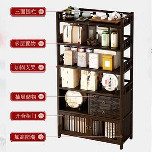 茶柜置物架家用茶水柜茶台边茶叶柜收纳柜茶桌边柜茶具架子置物架