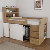 小户型儿童半高床衣柜一体1.5米男孩女孩带护栏床书桌收纳柜1.2m