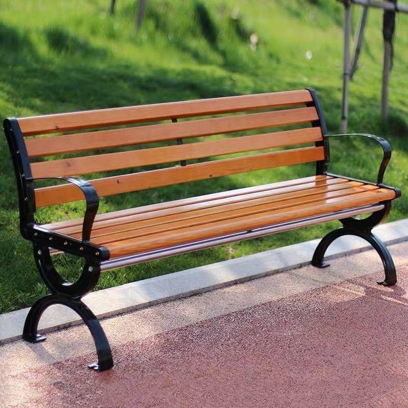 塑公园椅户外长椅AD-01靠背广场庭院椅铸子木铁防腐木铸铝塑木园