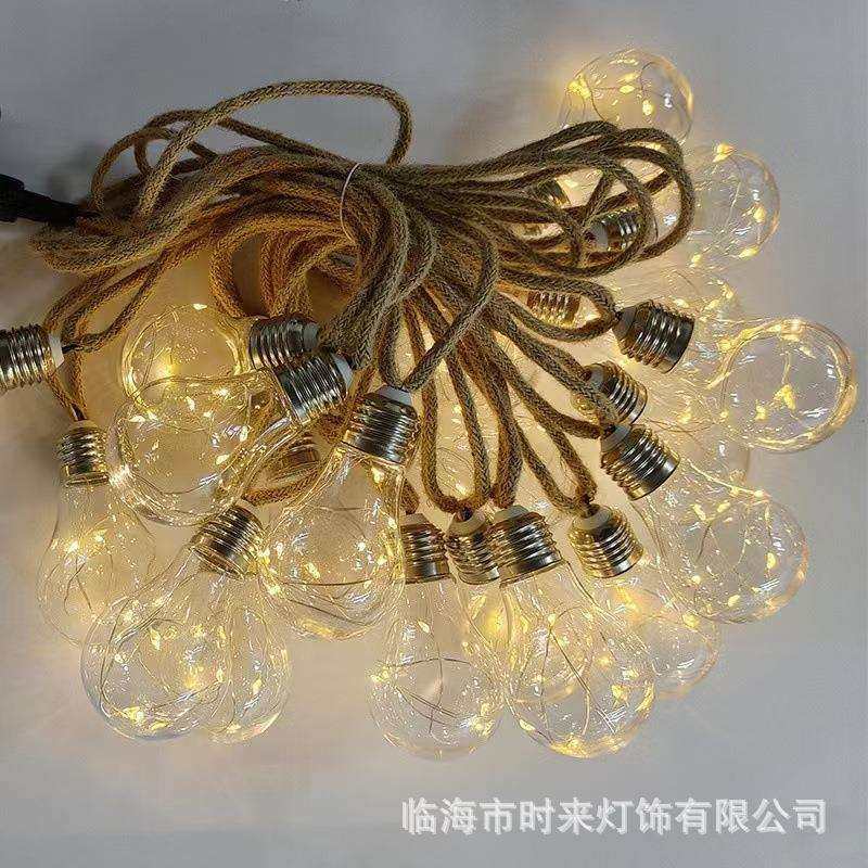 跨境LED麻绳灯串灯新品户外防水露营太阳能庭院铜线灯圣诞球泡灯,玩具/童车/益智/积木/模型,毛绒/玩偶/公仔/布艺类玩具,淘宝优惠券,粉丝福利购,淘宝优惠卷