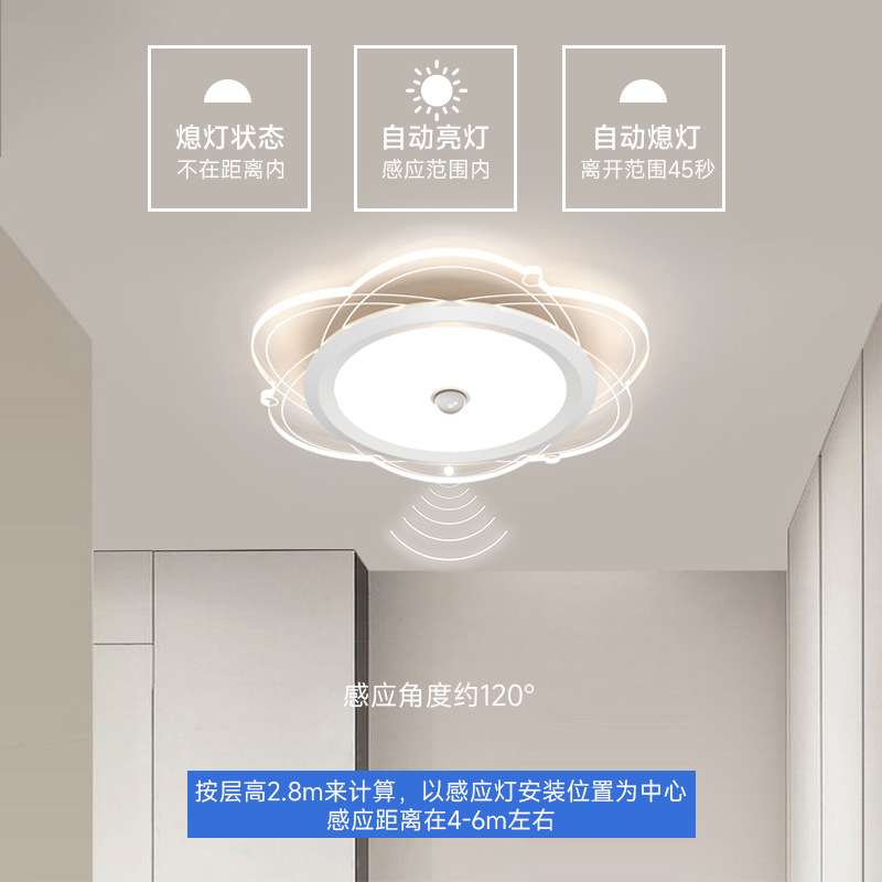 人体智能感应灯现代简约过道吸顶灯超薄入户玄关楼道走廊阳台灯具