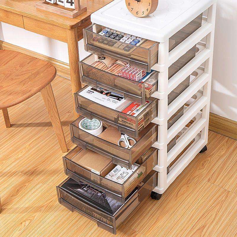 辰宁办公室文件书本收纳柜子抽屉式多层可移动整理箱带滑轮储物柜