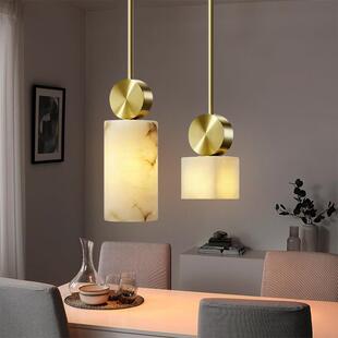 轻奢高端天然云石餐厅LED吊灯轻奢高级感卧室床头酒店客厅中古风