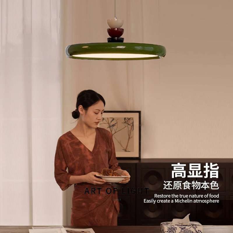 中古风飞碟餐厅吊灯法式复古奶油风吧台灯创意艺术氛围感装饰灯具