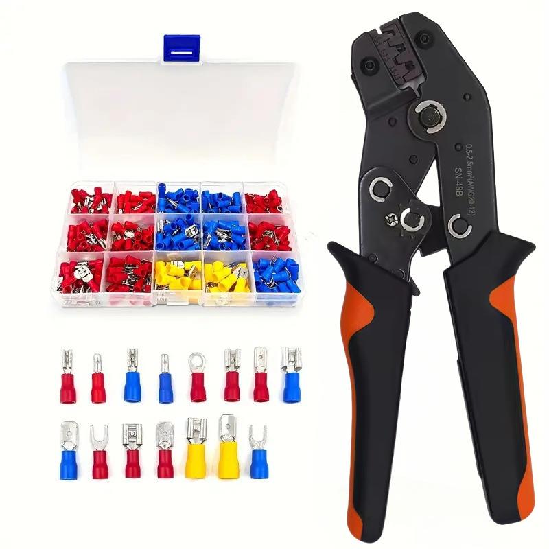 多功能电工工具钳棘轮压线钳+280pcs端子针管型连接器7寸压线钳