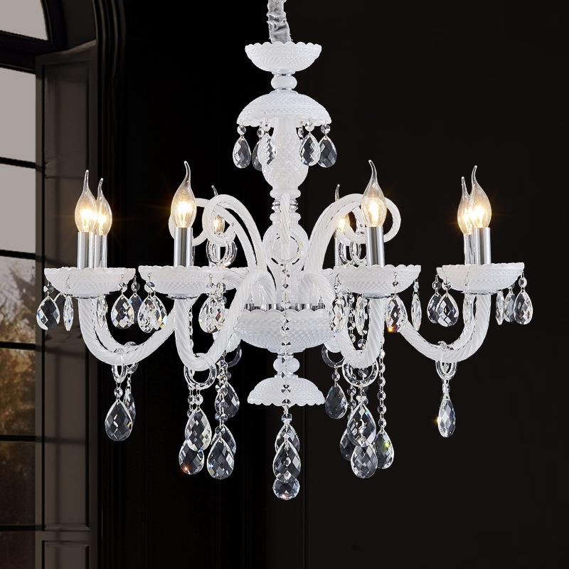 欧式水晶吊灯白色蜡烛主卧室工程灯婚庆奢华高端法式餐厅吊灯别墅