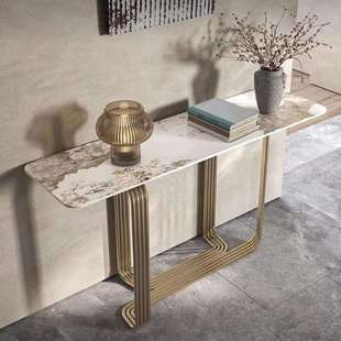 客厅家具走廊玄关桌不锈钢弯管工艺可配岩板大理石天然石桌面板