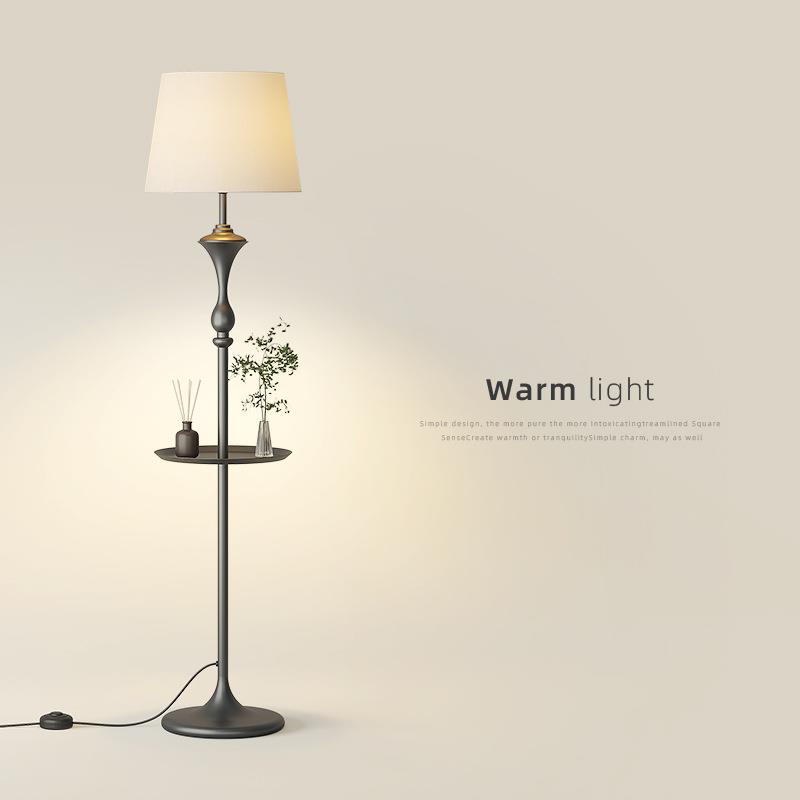 带置物架茶几一体落地灯客厅沙发旁边角落装饰中式复古立式落地灯