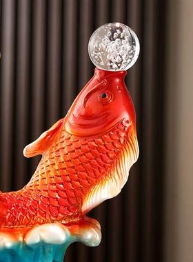 极速年年有余鲤鱼招财摆件家居客厅酒柜装饰品乔R迁新居办公桌开