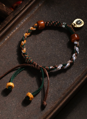 极速全手工编织藏式手绳文玩手链A手搓棉绳编绳民族风纳福手饰可