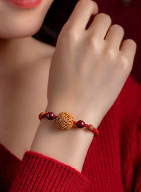 极速红绳桃核手链儿童朱砂手工编织手绳成人N宝宝婴儿可调节本命