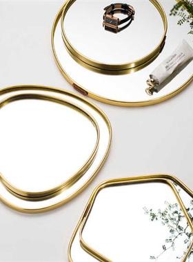 极速小西家北欧风轻奢金色镜面z托盘家居首饰盘收纳盘香薰摆盘装