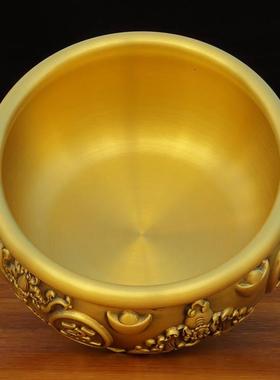 极速铜实a心聚宝盆摆件寳盆纯铜米缸招财缸客厅家居大号收存钱罐