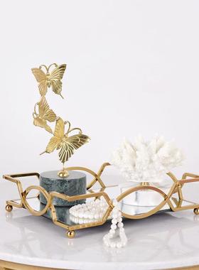 极速北欧简约创意家居摆饰 镜面收纳托盘金属工Q艺礼品摆饰 酒样