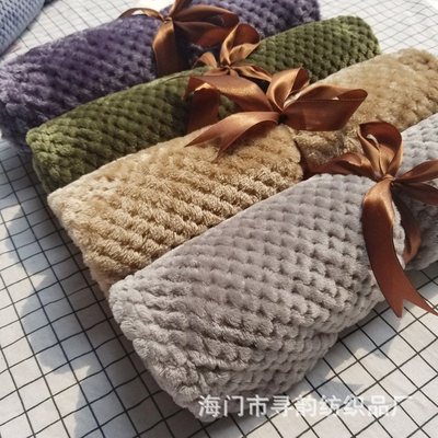 极速Solid Color Mesh Blanket Coral Fleece Blanket KWnee Blan