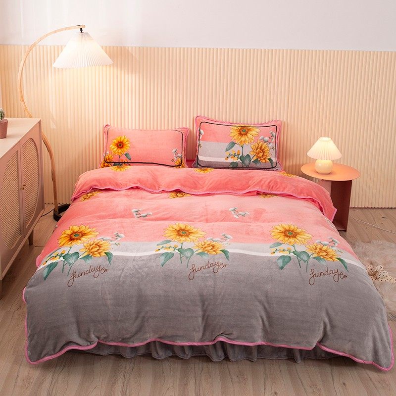 极速牛奶绒床裙款四件套冬季加厚保暖三件套双R人单人床上用品抗,床上用品,床品套件/四件套/多件套,淘宝优惠券,粉丝福利购,淘宝优惠卷