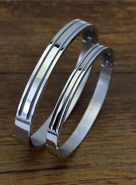 极速欧美镂空双线k情侣手环钛钢男士女式英文手镯外贸时尚配饰品S