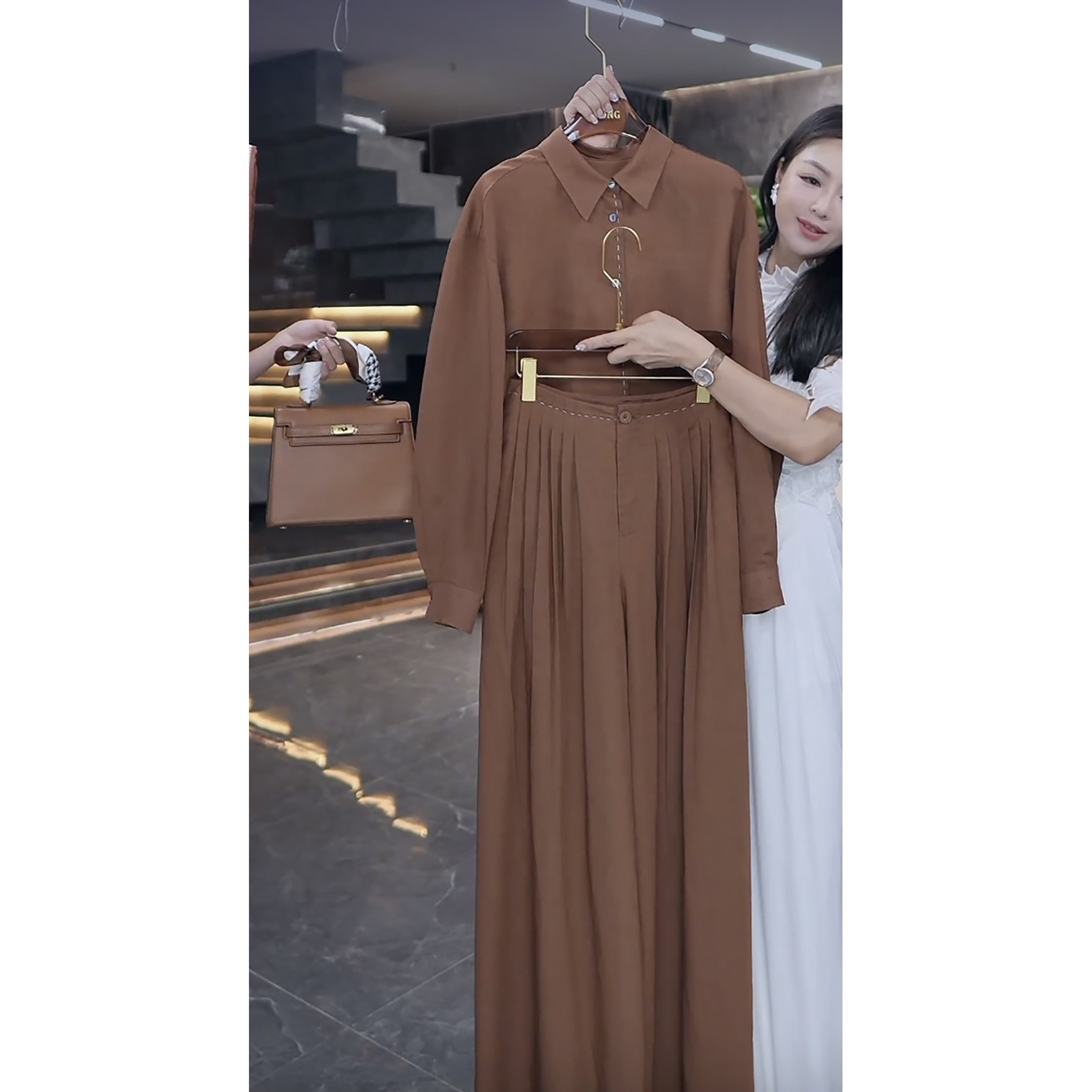 【彤姐原创】慵懒风翻领老钱风衬衫百搭衬衫袖西域风套装LZD25236