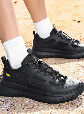 N·HOT黑色户外徒步鞋登山鞋男防滑防撞轻便减震鞋子男鞋系带潮鞋