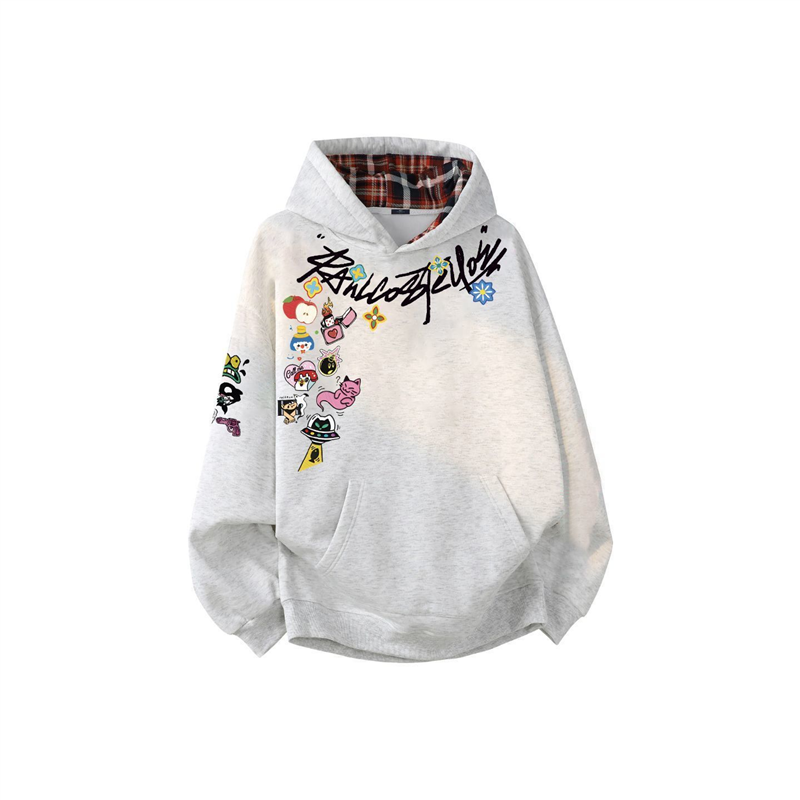 ZHAP重磅拼接格子连帽卫衣女秋