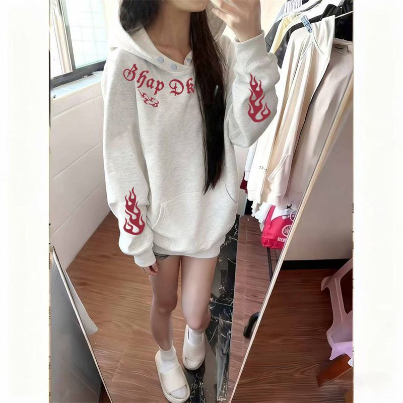 ZHAP重磅纽扣新款连帽卫衣女秋