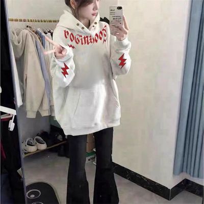 ZHAP重磅纽扣新款连帽卫衣女秋