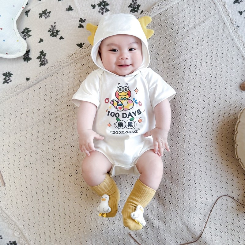 福贵儿定制百天宝宝衣服婴儿亲子装一家三口新生儿拍照全家福服装
