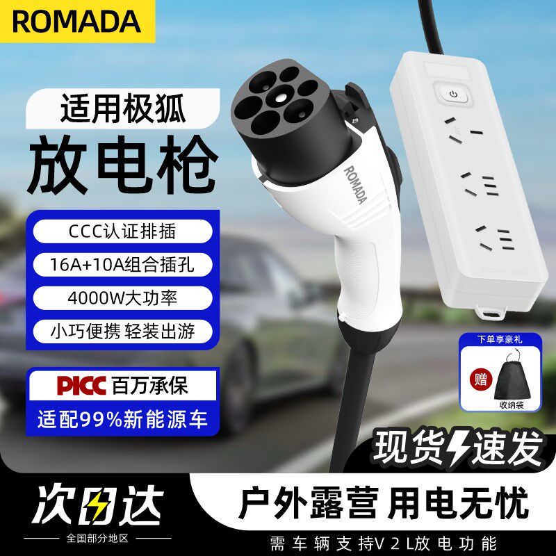 适用极狐阿尔法S5/T5/T1放电枪新能源考拉车载S3外放电枪取电插排图片