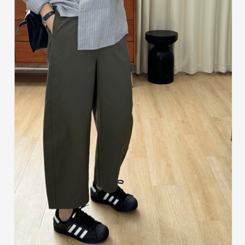thumbnail for Army green workwear casual pants for women, 2026 autumn new plus-size plus-size plus-size pear-shaped pants that cover the hips and slim wide-leg curved knife pants