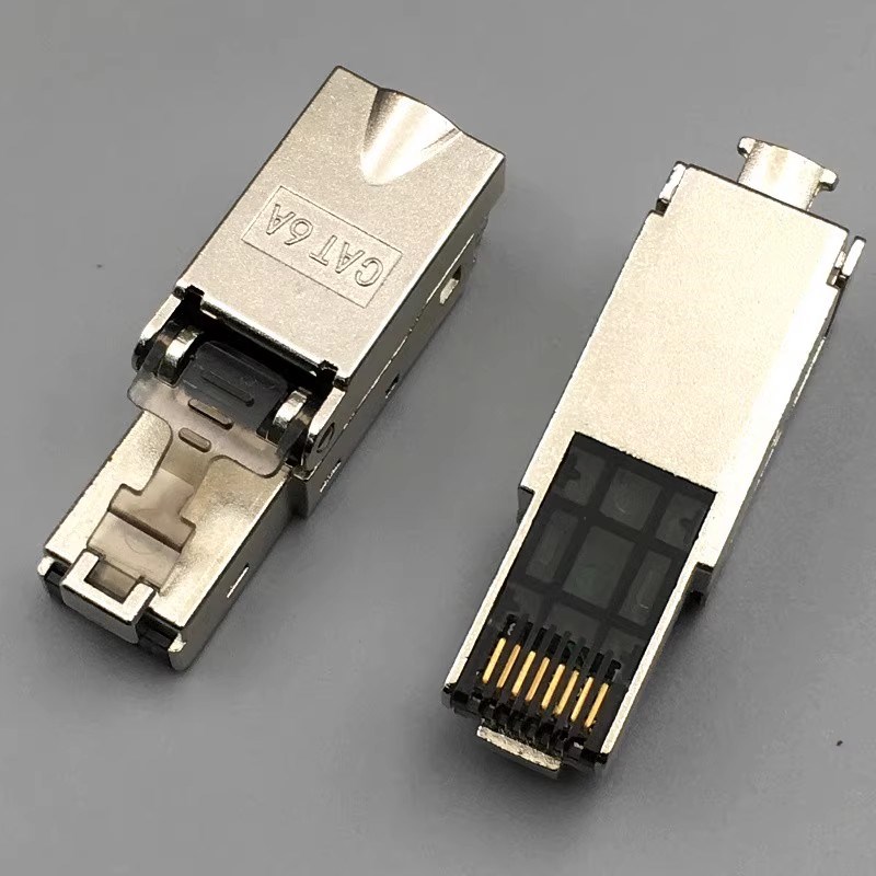 超六七八类免压水晶头免工具压接7类CAT6A网线头屏蔽免打快速接头