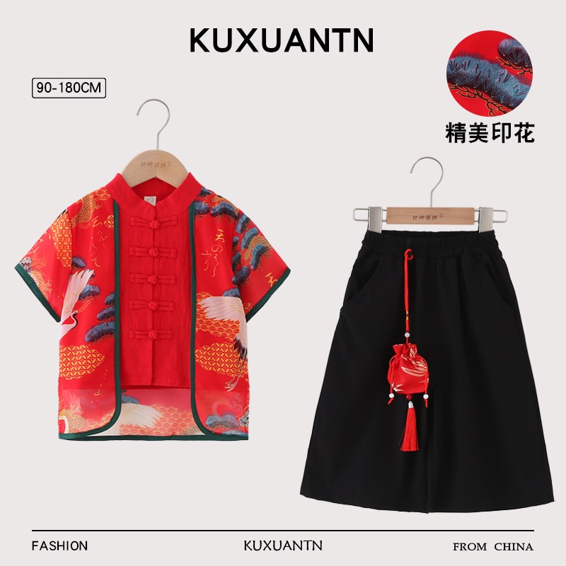 男童汉服国风套装夏季q薄款新中式唐装儿童国潮礼服女童国学表演