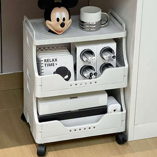 可移动书架书桌旁带轮子置物架落地书柜办公桌下小推车文件收纳架
