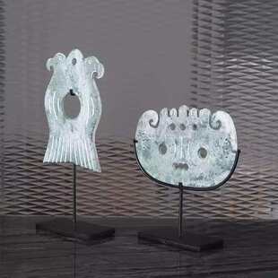 现代新中式创意雕刻玉石玉璧摆件家居样板间酒店客厅玄关软装饰品