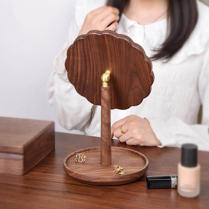 实木化妆镜圆形大镜面家用台式卧室梳妆台镜子高清复古桌面公主镜,家庭/个人清洁工具,柜镜/梳妆镜,淘宝优惠券,粉丝福利购,淘宝优惠卷