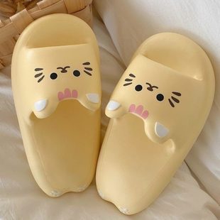 踩屎感 少女心款 夏季 女凉拖鞋 防滑软底卡通女学生外出小猫室内拖鞋