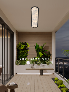 冠佳 阳台灯过道走廊高级感长条led明装创意艺术云雾新款中山灯具