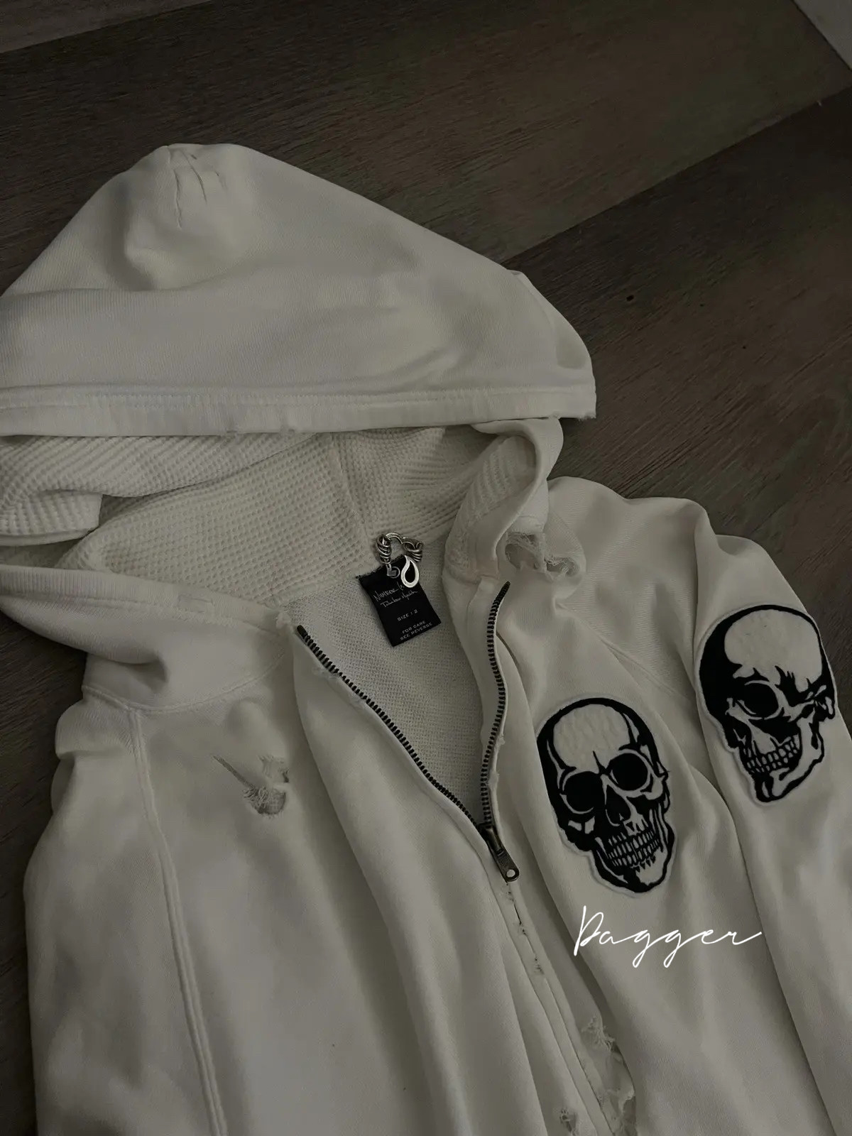 Number Nine Double Skull Hoodie SS04 White Zip-Up - Taobao product photo 2