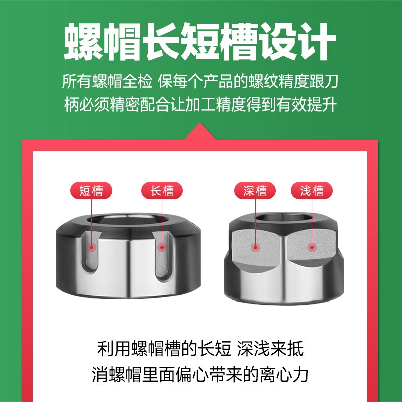 数控刀具刀柄压帽雕刻机主轴ER夹头螺母SK螺帽A型UM型16/20动平衡